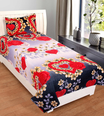 TexTile Furnishers 180 TC Microfiber Single Self Design Flat Bedsheet(Pack of 1, Black)