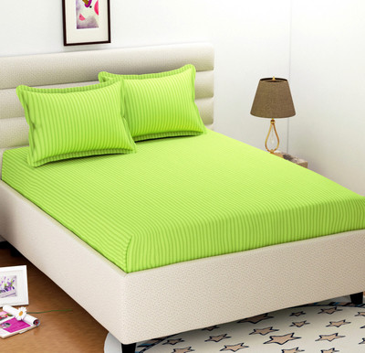 Vomzer 180 TC Microfiber Double Solid Flat Bedsheet(Pack of 1, Neon Green)