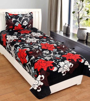 Fashion Town 180 TC Microfiber Single Floral Flat Bedsheet(Pack of 1, Multicolor)