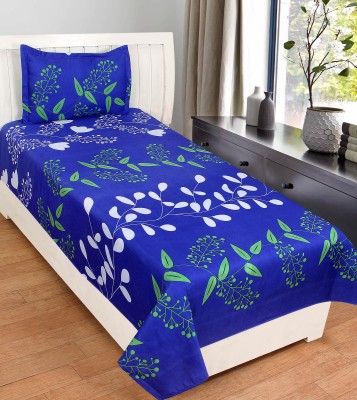 Fashion Town 180 TC Microfiber Single Geometric Flat Bedsheet(Pack of 1, Blue)