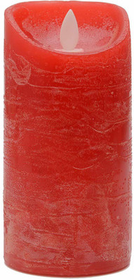 Store2508 Real Wax Body Battery Operated Moving Wick LED Pillar Candle Candle(Red, Pack of 1)
