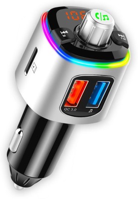 Crust v5.0 Car Bluetooth Device with FM Transmitter, Car Charger, Audio Receiver, MP3 Player, Adapter Dongle, Transmitter(Silver)