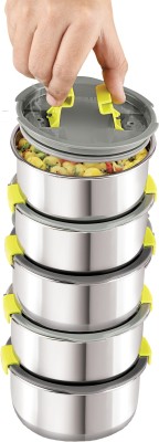 Magnus Steel, Plastic Grocery Container  - 250 ml(Pack of 5, Silver, Grey)