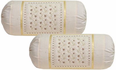 Harshita Creation Embroidered Bolsters Cover(Pack of 2, 80 cm*40 cm, Gold)