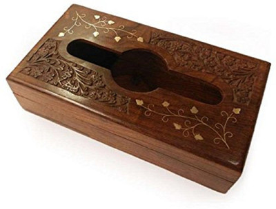 sk handicraft 1 Compartments wooden Tissue paper holder(Brown)