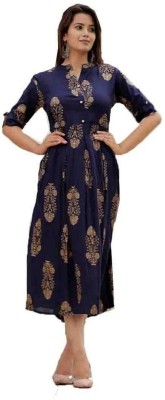 DC FASHION Women Fit and Flare Blue Dress