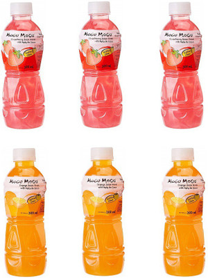 Mogu Mogu Strawberry and Orange Juice with 25 % Nata De Coco (Pack of 6)(6 x 50 ml)