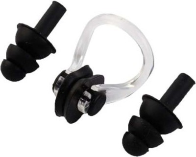 Mahadev Sports Swimming Soft Silicon Ear Plug & Nose Clip(Black)