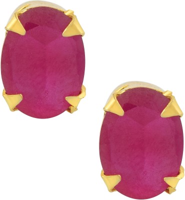 MissMister Gold plated Faux Burma Ruby Fashion Stud Earrings Women Girls Cubic Zirconia Brass Stud Earring