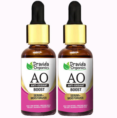 Dravida Organics Anti Oxidant Boost Serum + Moisturiser - Vitamin C + E For Soft & Radiant Skin With Antioxidants, Retinol, Hyaluronic Acid Pack of 2(60 ml)