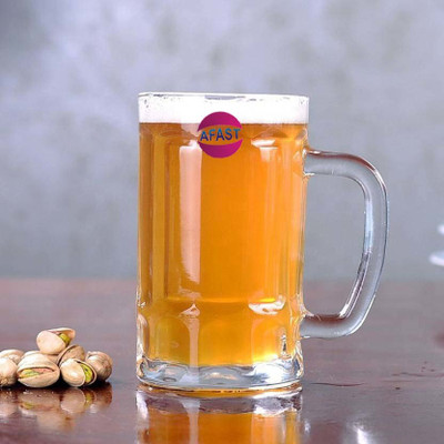 AFAST Stylish Transparent Beer Mug With Handle, Glass, Clear, 400ml-PL09 Glass Beer Mug(400 ml, Glass, Clear)