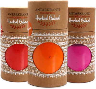 Antarkranti Naturals Red, Orange, Pink Herbal Gulal Pack of 3 Holi Color Powder Pack of 3(Red, Orange, Pink, 300 g)