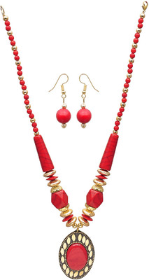 JSD Metal Gold-plated Gold, Red Jewellery Set(Pack of 1)
