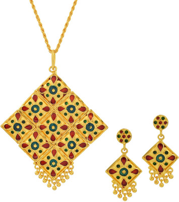 Dzinetrendz Brass Gold-plated Gold Jewellery Set(Pack of 1)