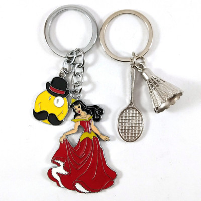 Isk Beautiful Red Color Cinderella & Best Quality Silver Bad Minton Keychain Key Chain
