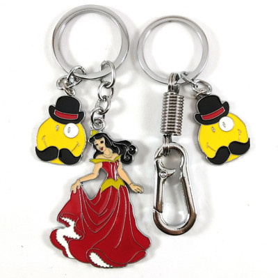 Isk Beautiful red Cinderella with smiley And silver locking with moustache smiley keychain Key Chain