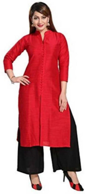 Dream & Dzire Women Solid Straight Kurta(Red)