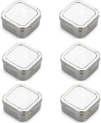 Prateek Kitchenware Mirror Finish Stainless Steel Portion Control Food Container/Lunch Box/Tiffin (300 ml) Pack of (6) 6 Containers Lunch Box(300 ml)