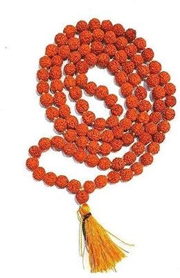 Takshila Gems Natural Rudraksha Mala for Jaap & Wear 108+1 (4 mm) Knotted Beads Mala Lab Certified, Rudraksha Kanthi for Jaap & Wear Wood Necklace
