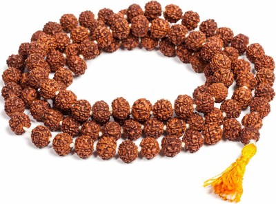 NAKSHATRA JUNCTION Rudraksha 5 Mukhi Jaap Mala For Pooja (Astrology) (108+1 Beads) Certified Wood Chain