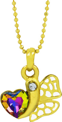 the jewelbox Rainbow Gold-plated Cubic Zirconia Brass Pendant Set