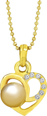 the jewelbox Heart CZ Gold-plated Cubic Zirconia Brass Pendant Set