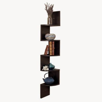 OnlineCraft wooden wall rack sahelf Wooden Wall Shelf(Number of Shelves - 5, Black)