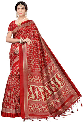 SHREE SHAKTI FASHION Printed Mysore Cotton Silk Saree(Maroon)