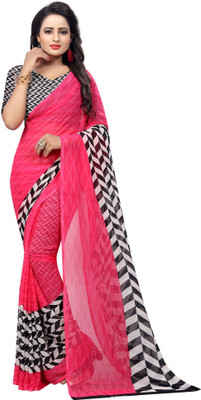 Priyashi Printed Bandhani Georgette Saree(Pink)