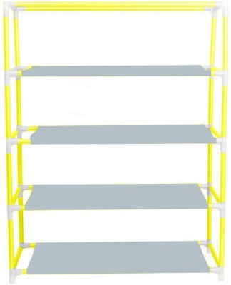 EEMWAY Plastic Collapsible Shoe Stand(Yellow, 4 Shelves, DIY(Do-It-Yourself))