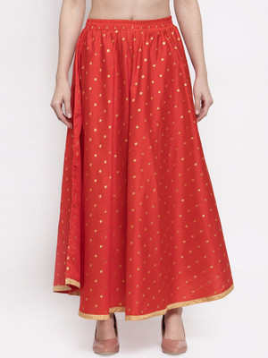 MIAZ LIFESTYLE Polka Print Women Flared Red Skirt