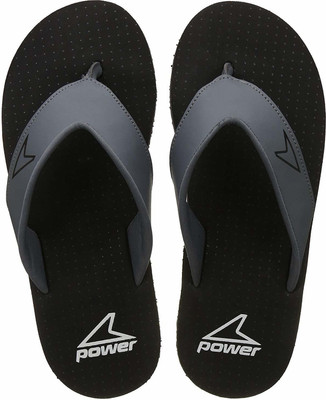 POWER Men Flip Flops(Black, Grey , 7)
