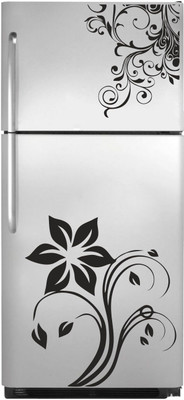DivineDesigns 61 cm Flower with Swirls Design Fridge Stickers (Size :- 61 X 152 cm) Self Adhesive Sticker(Pack of 1)