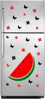 DivineDesigns 61 cm Watermelon Flowers & Butterflies Fridge Stickers (Size :- 61 X 152 cm) Self Adhesive Sticker(Pack of 1)