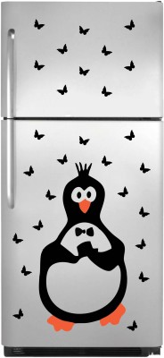 Art Kafe 61 cm Penguin & Butterflies Fridge Sticker Self Adhesive Sticker(Pack of 1)