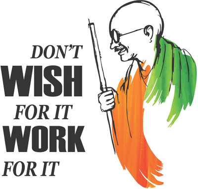 Wallzone 60 cm Mahatma Ghandhi Removable Sticker(Pack of 1)