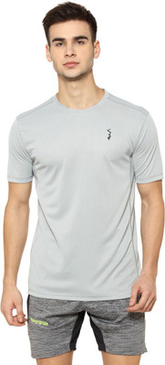 CAMPUS SUTRA Solid Men Round Neck Grey T-Shirt