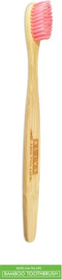 alive-live the life Premium Quality Bamboo Toothbrush ( Pink Bristles) -Nylon 4 Soft Bristle Soft Toothbrush