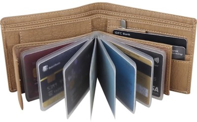 SKKFASHION Men Trendy Beige Artificial Leather Wallet(12 Card Slots)