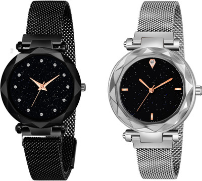 Talgo TG-Geneva 12 Diamond_BK_4 Figer_SL_Magnet Analog Watch  - For Women