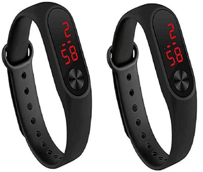 UNEQUETREND combo of black color unisex digital m3 watch Yuuto fashion combo of black unisex digital m3 led wrist band watch for boys and girls Digital Watch - For Boys & Girls