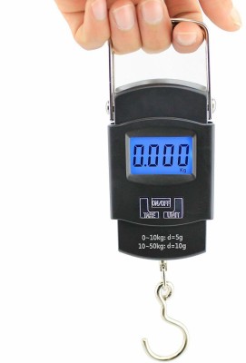 HOLME'S Fishing Scale, Hanging Scale, LCD Screen 110lb/50kg Portable Electronic Digital Postal Hook Luggage Shopping Spring Scale Weighing Scale(Black)