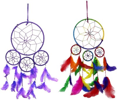 Ryme MultiColor dream catcher Hanging For Home/Office (Pack Of 2) Feather Dream Catcher(15 inch, Multicolor)