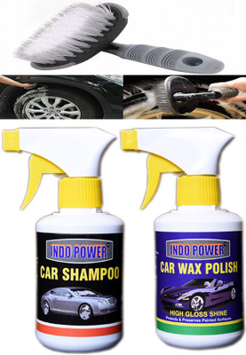 INDOPOWER CAR WAX POLISH GUN 250ml.+ CAR SHAMPOO GUN 250mL.+All Tyre Cleaning Brush Combo