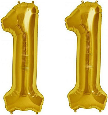 Woniry Solid Solid 11 Number Numeric Digit Gold Foil Balloon 16 Inch For Party Decoration Balloon(Gold, Pack of 2)