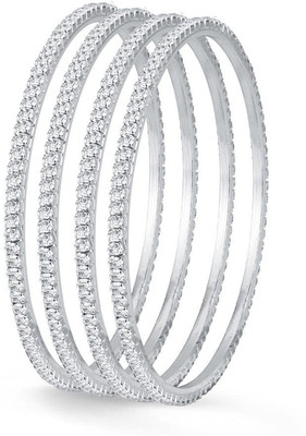 JSD Alloy Silver Coated Bangle Set(Pack of 4)