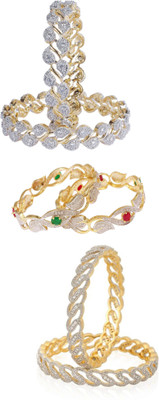 JSD Alloy Gold-plated Bangle Set(Pack of 6)