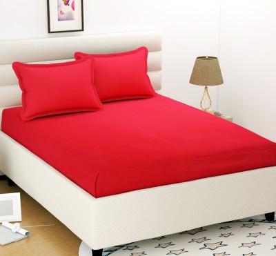 BROMWICK 144 TC Microfiber Double Solid Flat Bedsheet(Pack of 1, Red)