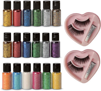 Elecsera Color Glitter Eye Shadow with 2 False Eyelash(20 Items in the set)