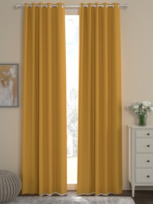 ROSARA HOME 275 cm (9 ft) Polyester Semi Transparent Long Door Curtain (Pack Of 2)(Solid, Mustard)
